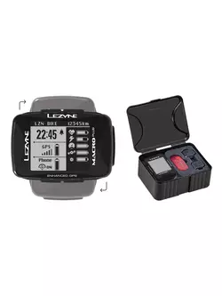 Contor de biciclete LEZYNE MACRO PLUS GPS HRSC Loaded (bandă cardiacă + senzor de viteză/cadență inclus) 