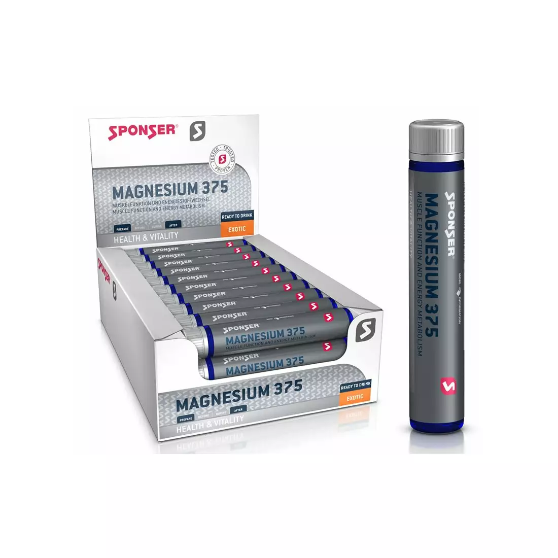 Magneziu SPONSER MAGNESIUM 375 în fiole (cutie de 30 de fiole x 25g)