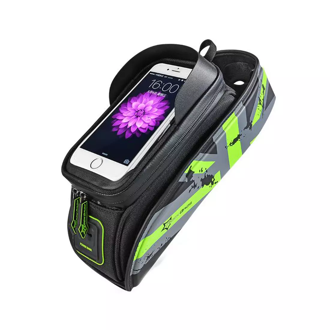 Rockbros geantă pentru telefon cu ramă, negru și verde 021-1G
