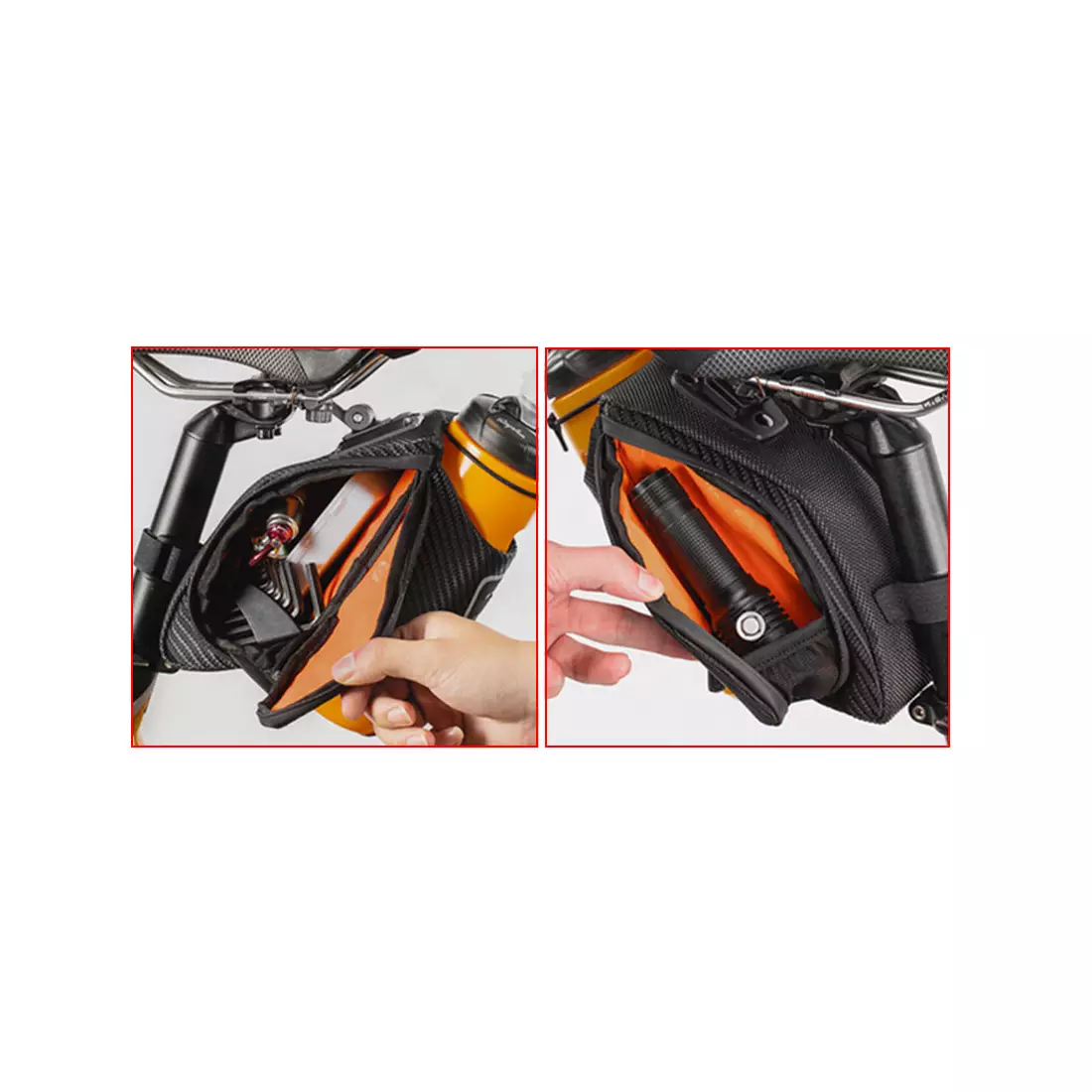 Rockbros sac de șa de bicicletă cu un clip cu un suport pentru sticle, negru C32BK