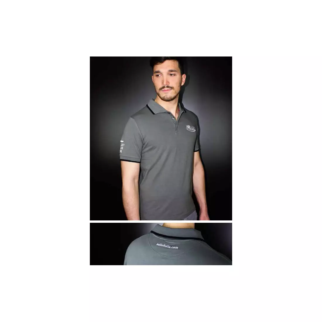 SELLE ITALIA tricou bărbătesc cu mânecă scurtă POLO T-SHIRT antracite grey SIT-98541S0000002