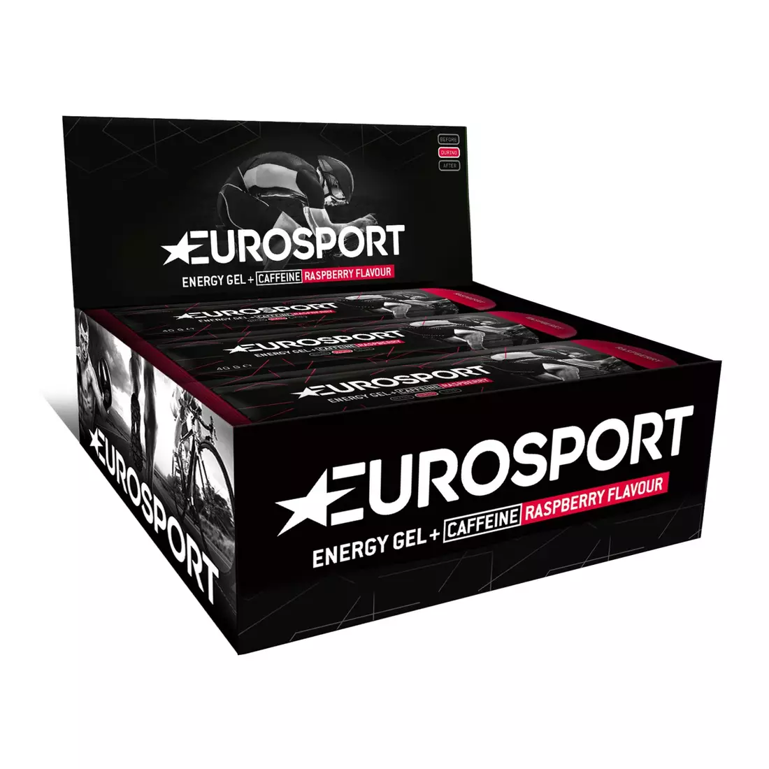 EUROSPORT gel energetic NUTRITION zmeura + cofeina 40g 20 piese E0036