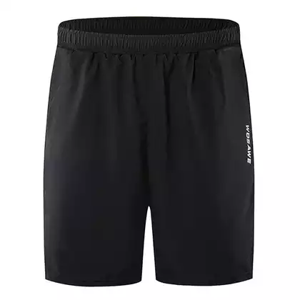 WOSAWE BL123-B pantaloni scurți de alergare pentru bărbați 2in1, negru