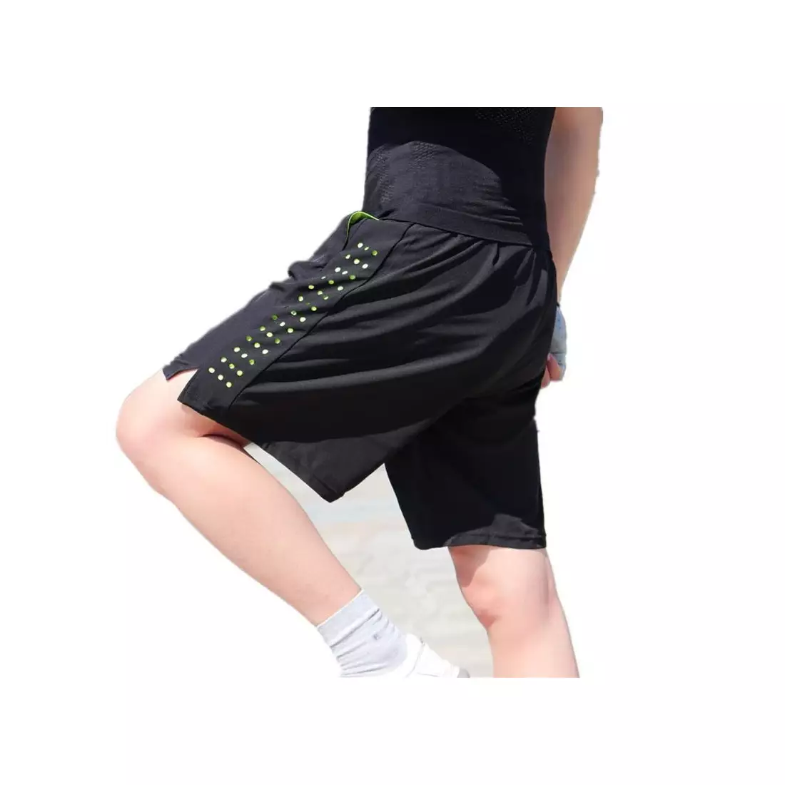 WOSAWE BL123-B pantaloni scurți de alergare pentru bărbați 2in1, negru