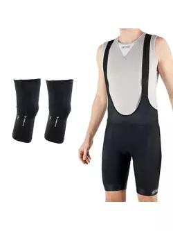 [Set] KAYMAQ DESIGN pantaloni scurți de ciclism pentru bărbați cu bretele KYBT34, negru  + DEKO genunchiere izolate D-ROBAX, negru