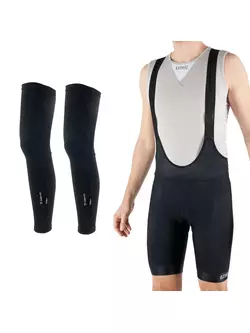 [Set] KAYMAQ DESIGN pantaloni scurți de ciclism pentru bărbați cu bretele KYBT34, negru + DEKO picioare de bicicletă izolate D-ROBAX, negru