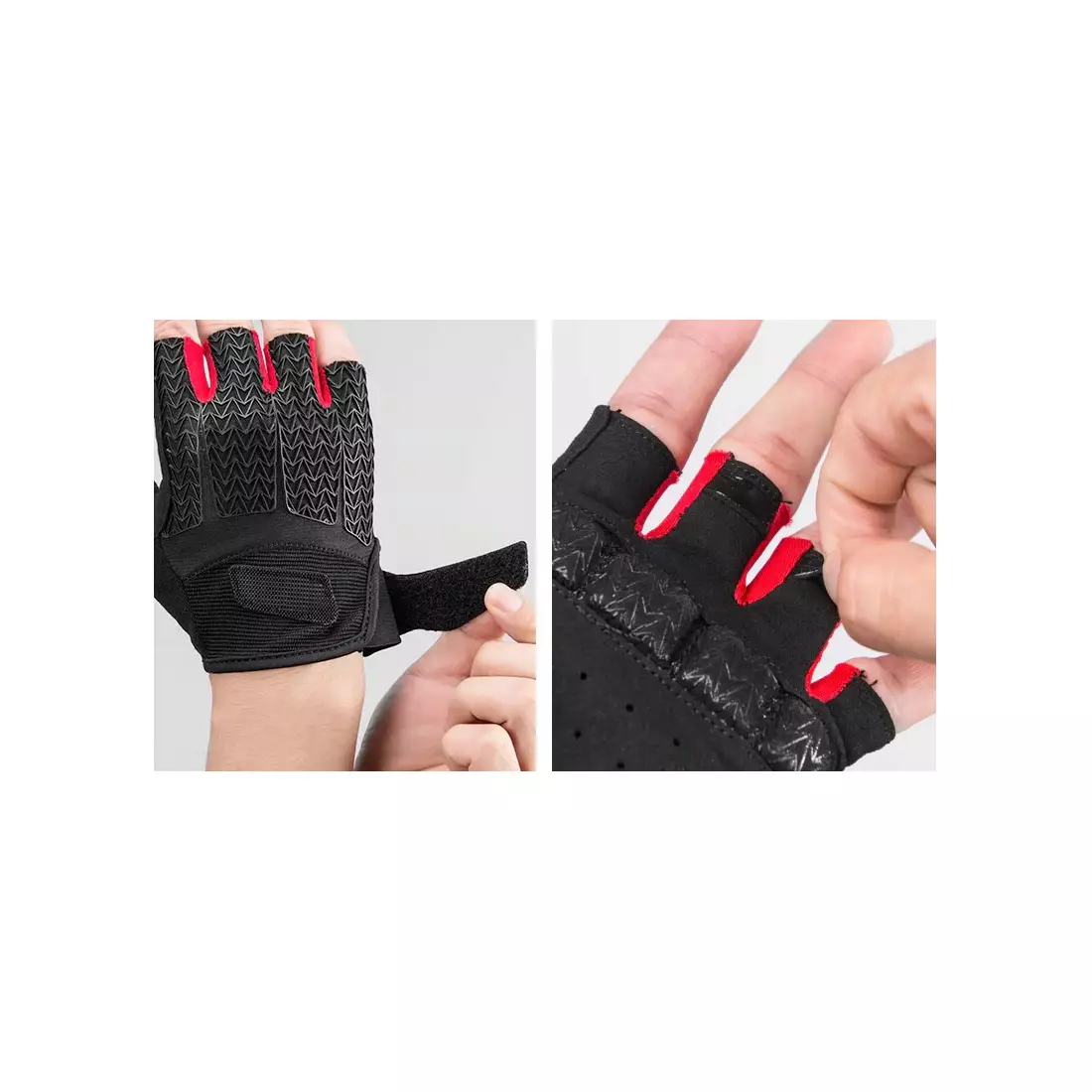Rockbros mănuși de ciclism deget scurt, negru-roșu S169BR