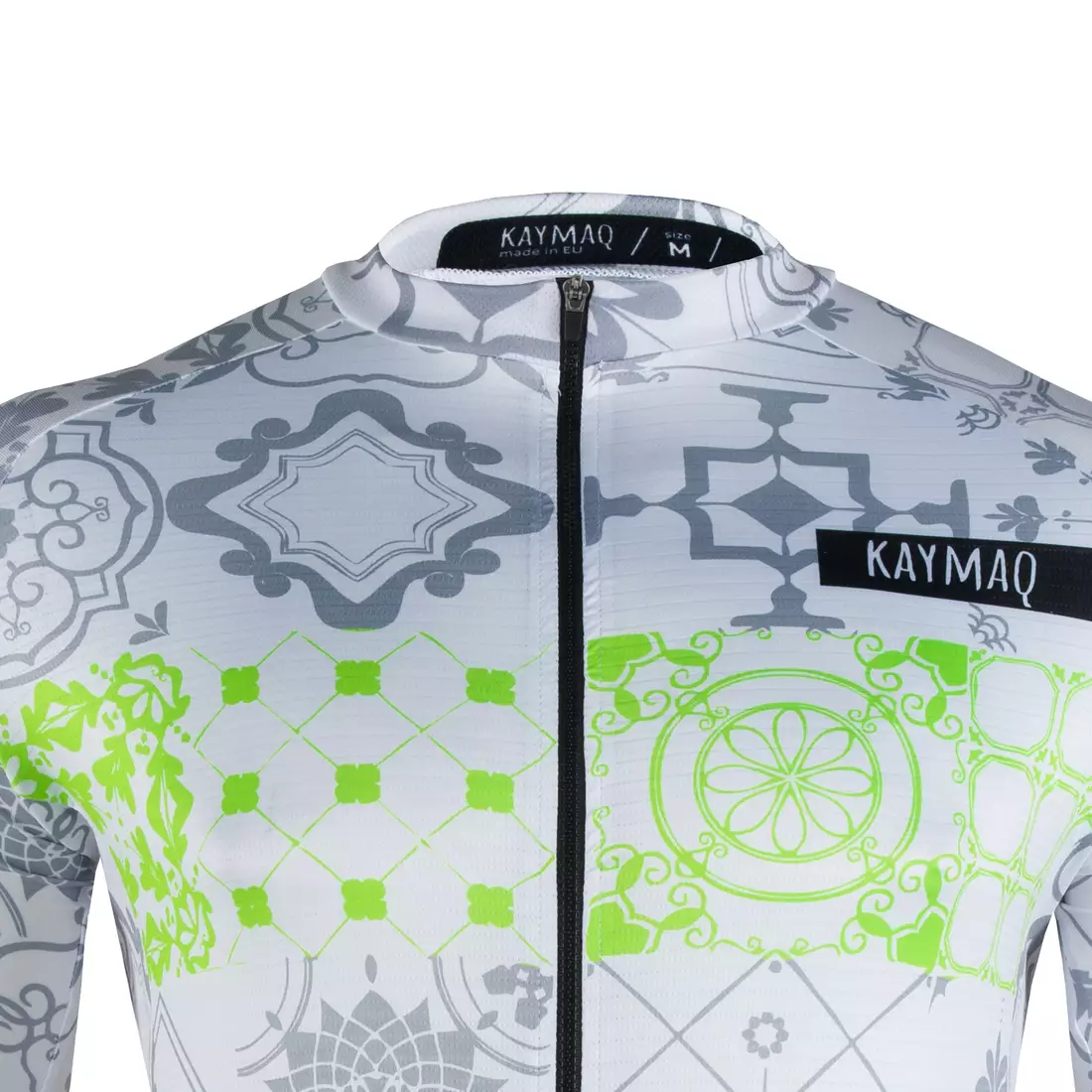 KAYMAQ M60 RACE tricou de bărbați cu mânecă scurtă pentru ciclism, alb-fluor