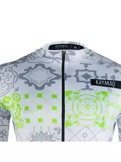 KAYMAQ M60 RACE tricou de bărbați cu mânecă scurtă pentru ciclism, alb-fluor