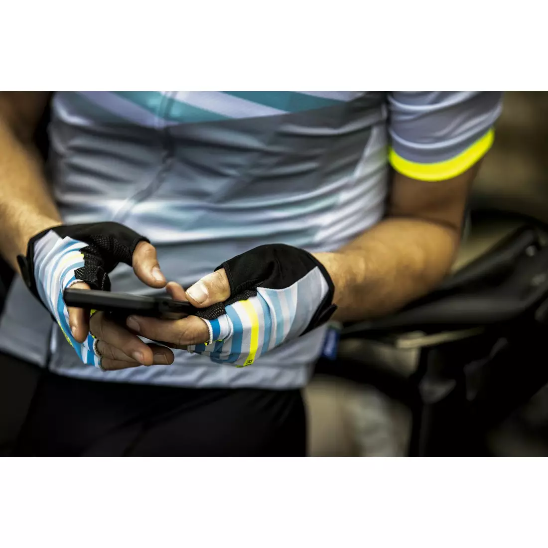 ROGELLI mănuși de ciclism pentru bărbați STRIPE blue/fluor 006.311