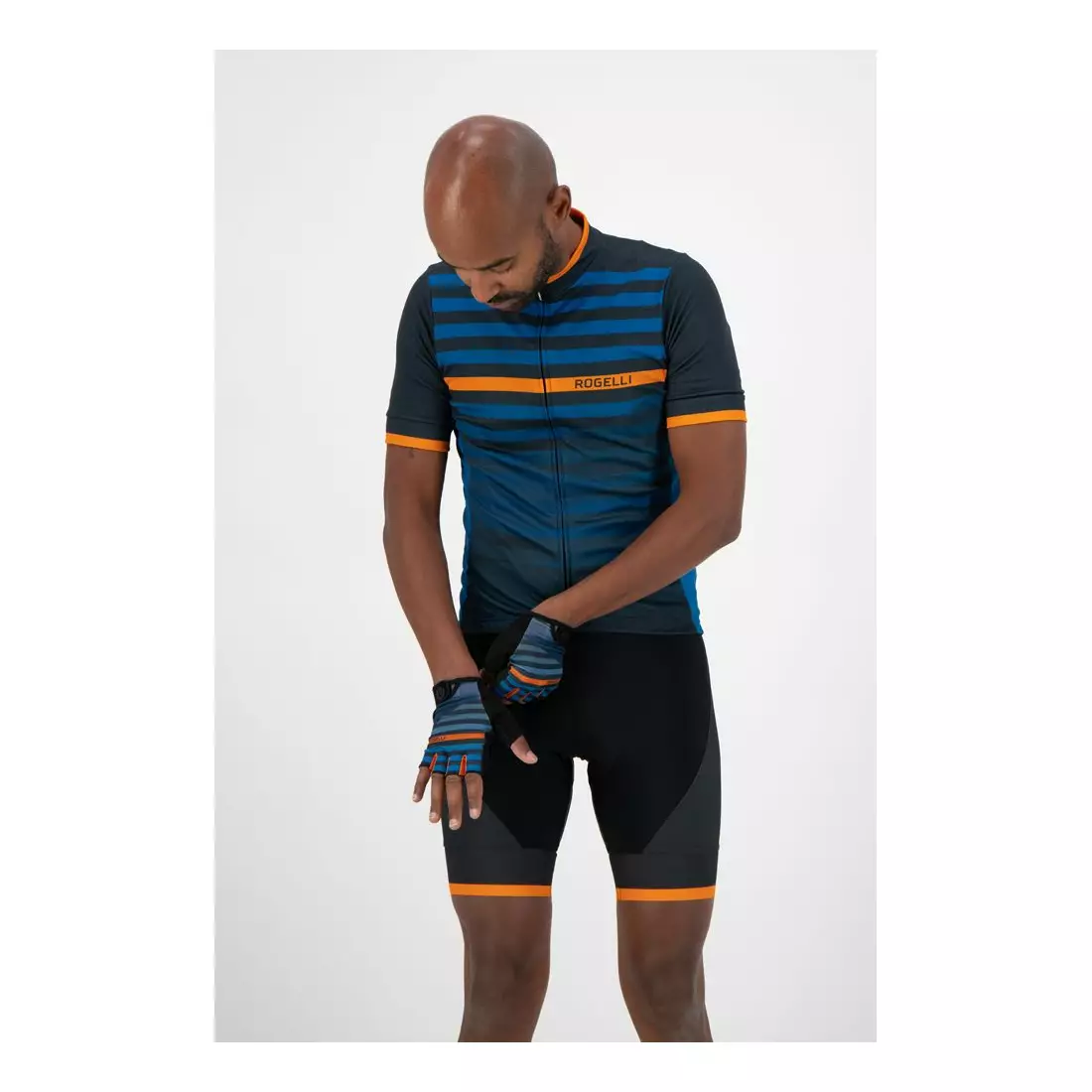 ROGELLI mănuși de ciclism pentru bărbați STRIPE blue/orange 006.312