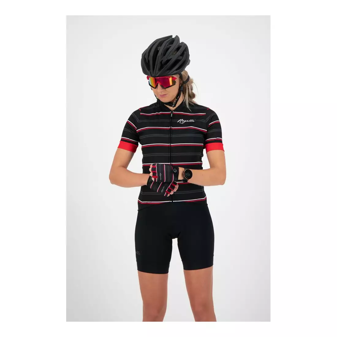 ROGELLI mănuși de ciclism pentru femei STRIPE red/black 