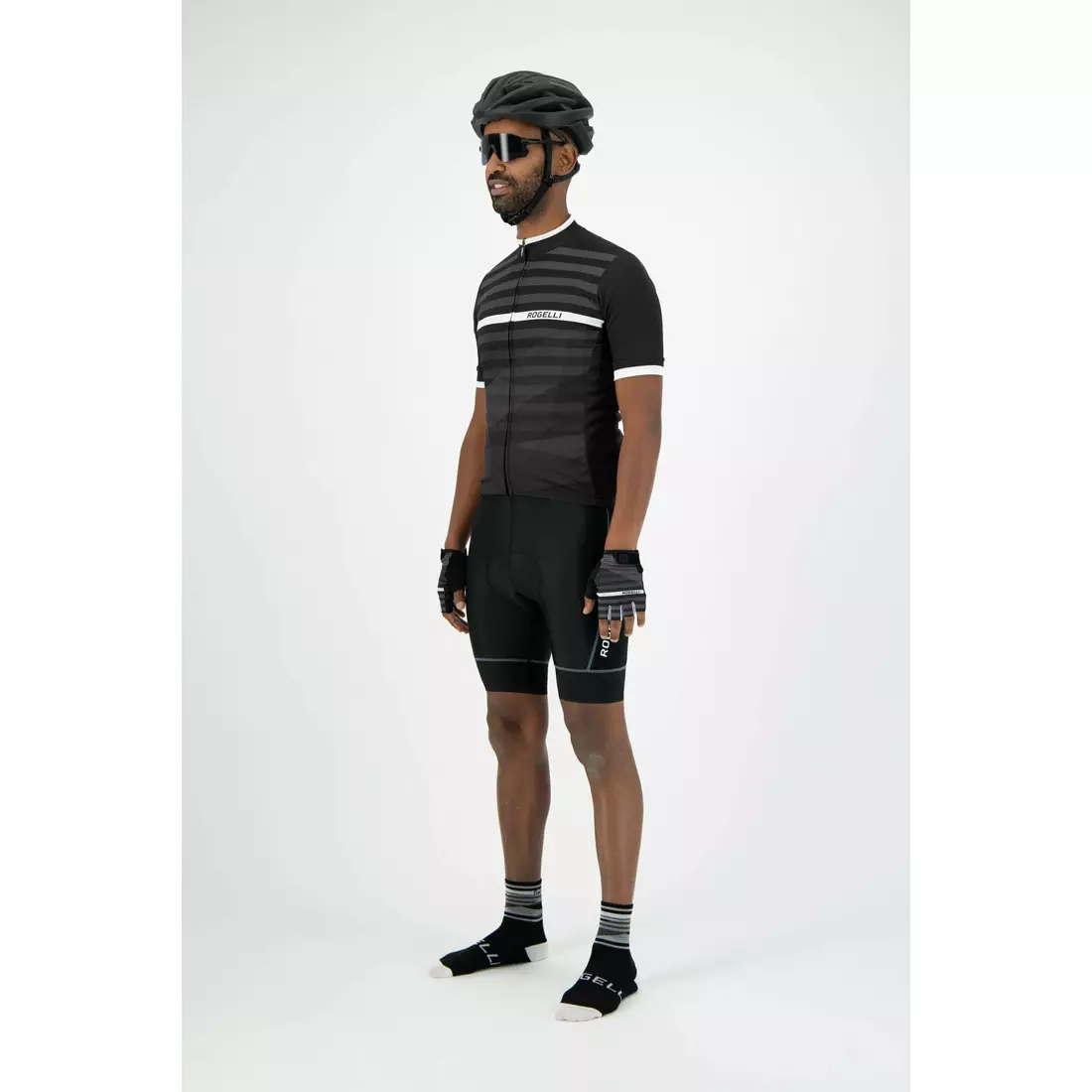 ROGELLI tricou pentru bărbați pentru biciclete STRIPE white/black 001.100