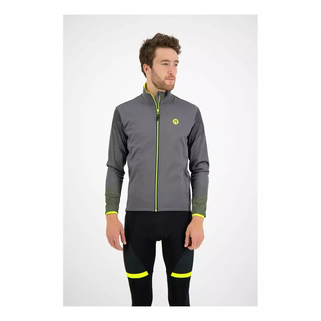 ROGELLI WIRE jacheta de ciclism de iarnă pentru bărbați softshell, cenușiu-fluor