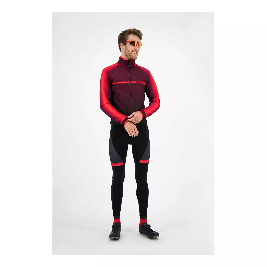 ROGELLI pantaloni de bicicletă pentru bărbați cu bretele FUSE red
