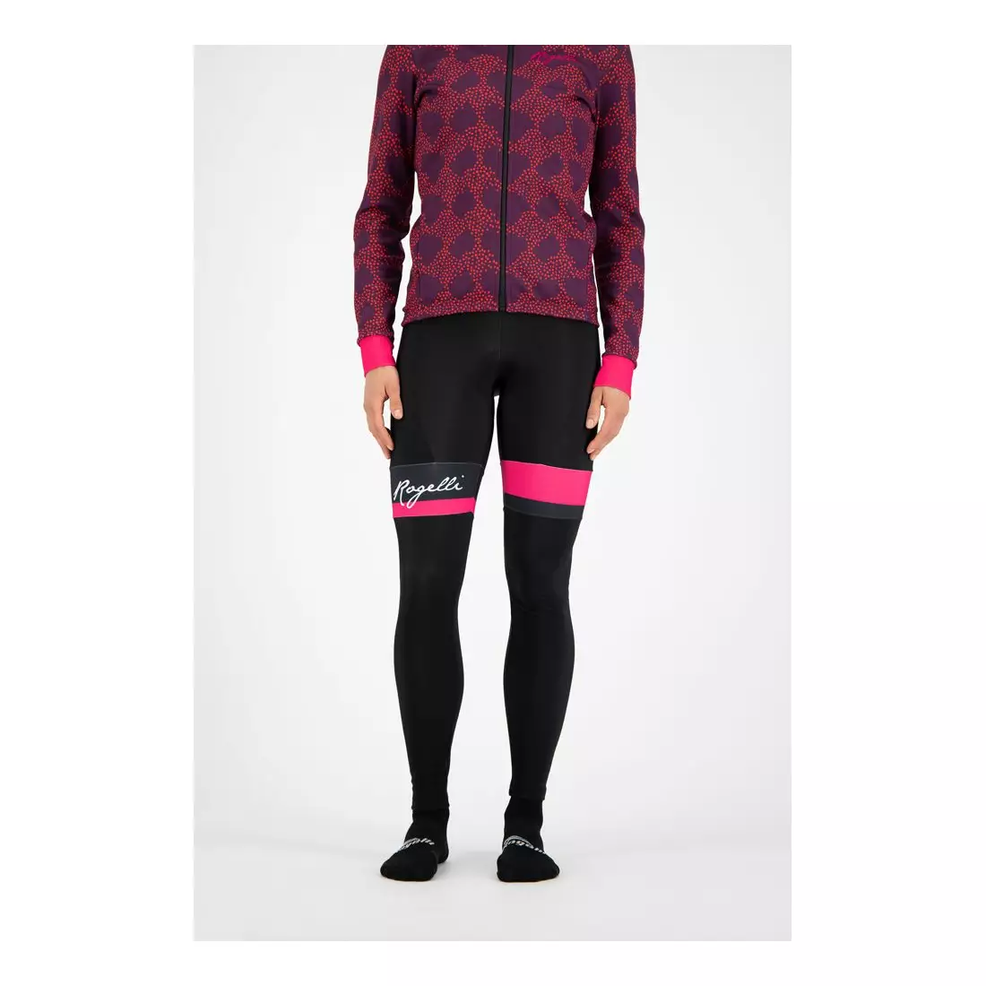 ROGELLI pantaloni de ciclism de iarnă pentru femei SELECT black/pink