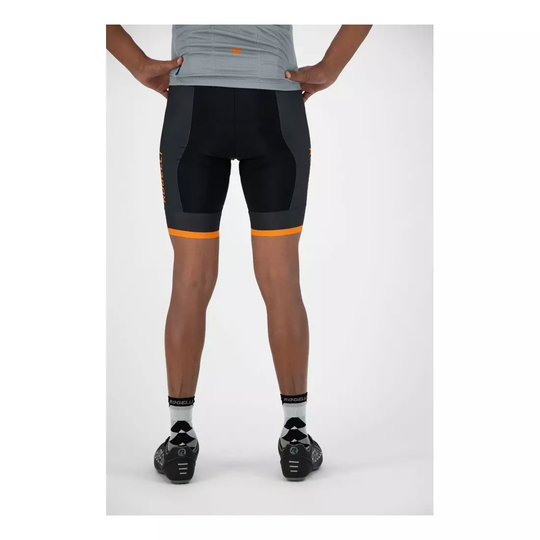 ROGELLI pantaloni scurți pentru bărbați, cu bretele FUSE black/orange