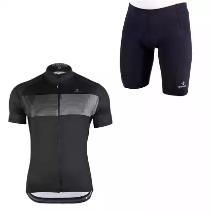 [Zestaw] DEKO STYLE-0421 tricou de bărbați pentru ciclism cu mâneci scurte, negru + DEKO POCKET pantaloni scurți pentru bărbați, negru