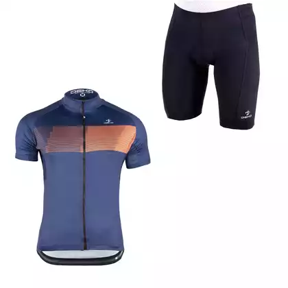 [Zestaw] DEKO STYLE-0421 tricou de bărbați pentru ciclism cu mâneci scurte, albastru inchis + DEKO POCKET pantaloni scurți pentru bărbați, negru