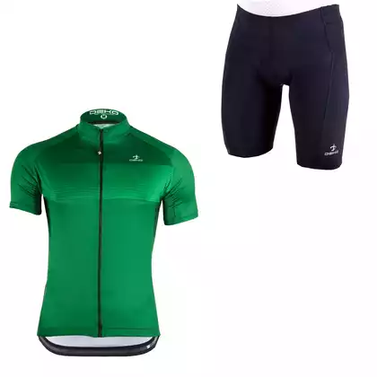 [Zestaw] DEKO STYLE-0421 tricou de bărbați pentru ciclism cu mâneci scurte, verde + DEKO POCKET pantaloni scurți pentru bărbați, negru