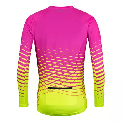 FORCE Tricou de ciclism de damă cu mâneci lungi MTB ANGLE, roz-fluo, 9001431