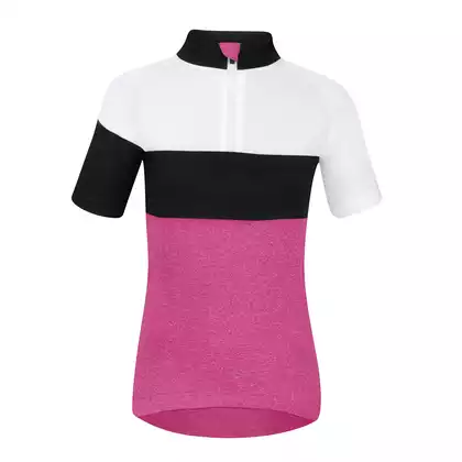FORCE Tricou de ciclism pentru copii KID VIEW, roz-alb-negru 9001048-KID3