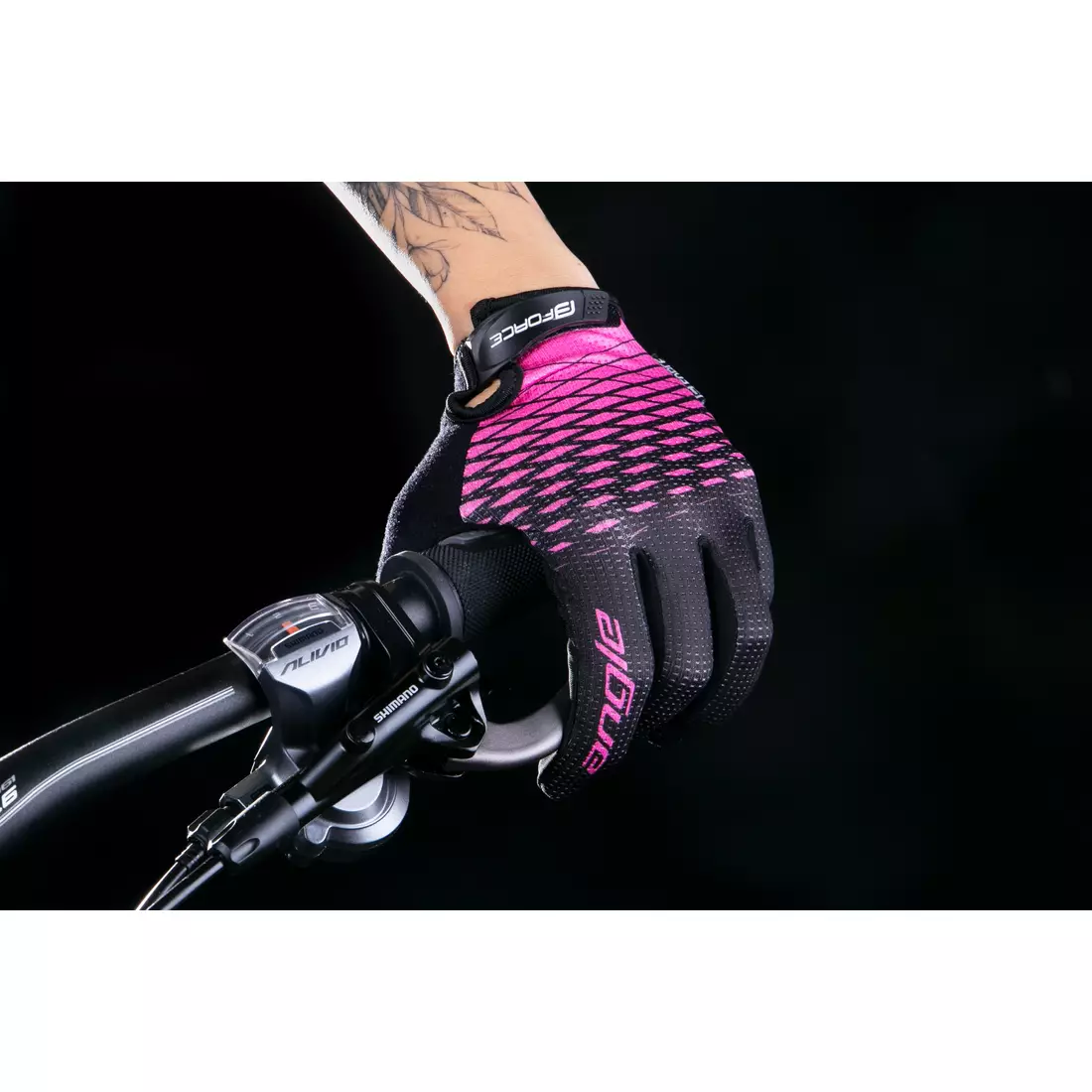 FORCE Mănuși de ciclism pentru femei MTB ANGLE, roz si negru 905723