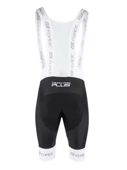 FORCE Pantaloni scurți de ciclism cu bretele TEAM PRO PLUS, alb-negru, 900804