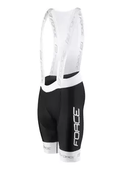 FORCE Pantaloni scurți de ciclism cu bretele TEAM PRO PLUS, alb-negru, 900804