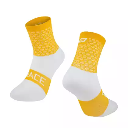 FORCE Șosete de ciclism / sport TRACE, galben și alb 900900