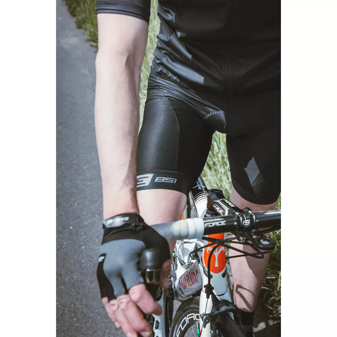 FORCE pantaloni de ciclism cu inserție de salopetă B51, negru 900279