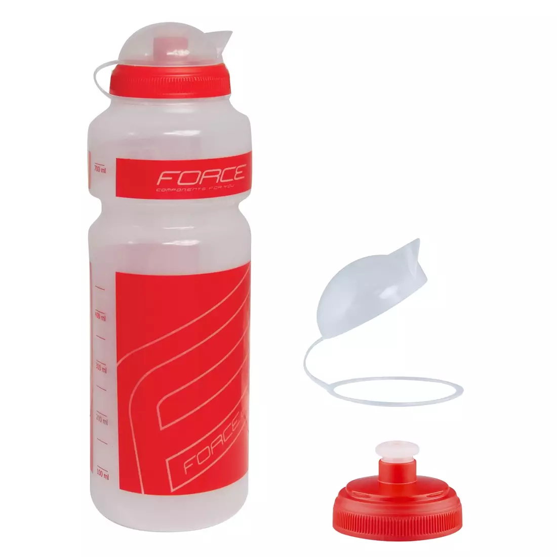 FORCE sticlă de apă pentru bicicletă &quot;F“ 750ml transparent red 250765