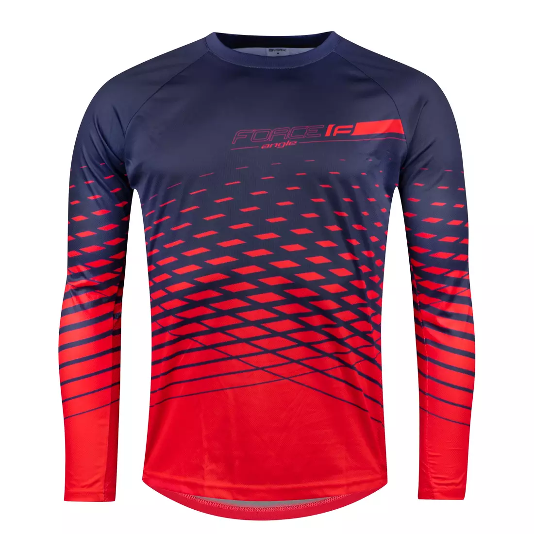 FORCE tricou de ciclism cu mânecă lungă  MTB ANGLE, albastru rosu, 9001446