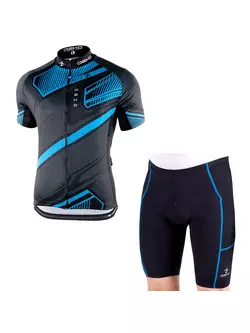 [Set] DEKO POCKET pantaloni scurți pentru bărbați, negru și albastru + DEKO tricou de bărbați cu mânecă scurtă pentru ciclism, albastru MNK-001-09