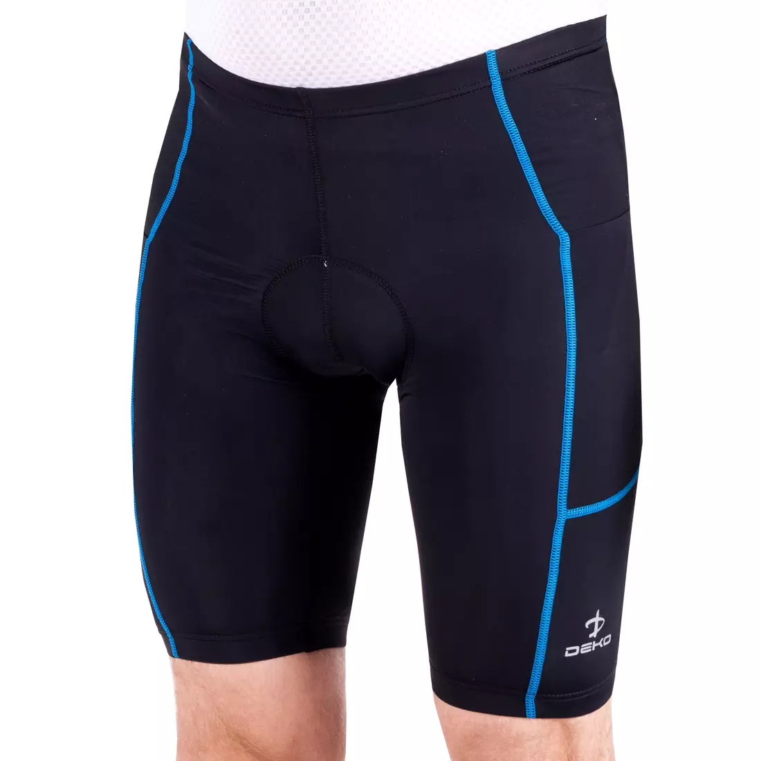 [Set] DEKO POCKET pantaloni scurți pentru bărbați, negru și albastru + DEKO tricou de bărbați cu mânecă scurtă pentru ciclism, albastru MNK-001-09