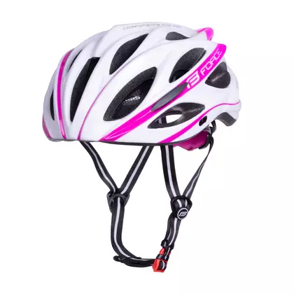 FORCE casca de bicicleta BULL, alb și roz, 902906