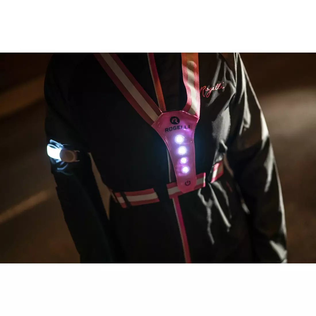 ROGELLI vesta reflectorizanta cu diode LED pink ROG351114