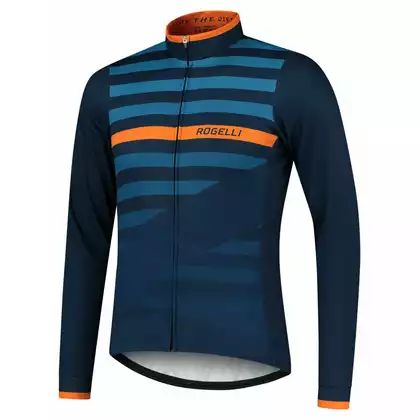 Rogelli tricou de ciclism cu mânecă lungă STRIPE, albastru, ROG351013