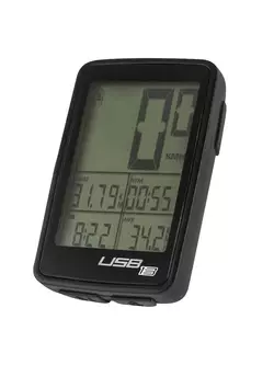 FORCE Calculator pentru biciclete fără fir USB 13 F, negru 39150