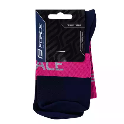 FORCE Șosete pentru ciclism / sport TRACE, roz-albastru, 900896