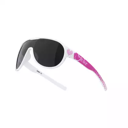 FORCE ochelari pentru femei / tineri, ochelari de soare ROSIE, alb și roz, lentile negre 90965