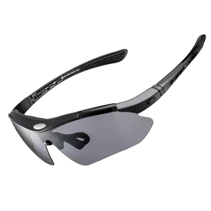 Rockbros 10003 Ochelari de ciclism / sport, 5 lentile interschimbabile polarizate, negru