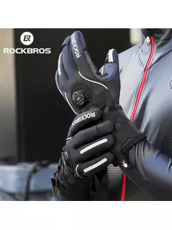 Rockbros mănuși de ciclism de iarnă softshell cu ajustare, negru S212BK
