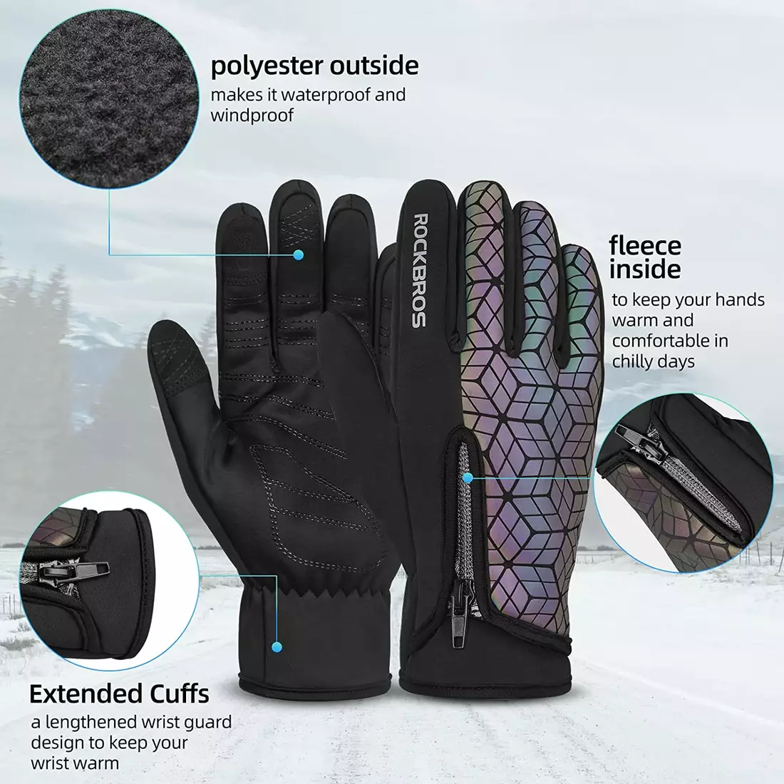 Rockbros mănuși de ciclism softshell de iarnă, cameleon 16140778007