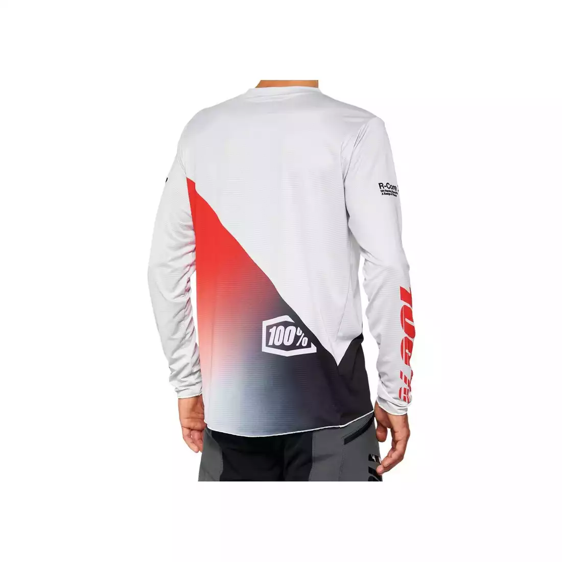 100% R-CORE X tricou de ciclism cu mânecă lungă pentru bărbați, grey racer red 