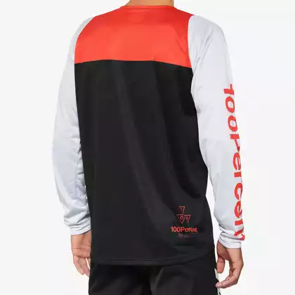 100% R-CORE tricou de ciclism cu mânecă lungă pentru bărbați, black racer red 