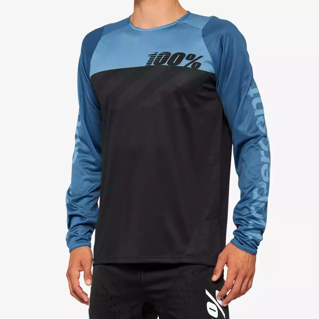 100% R-CORE tricou de ciclism cu mânecă lungă pentru bărbați, black slate blue 