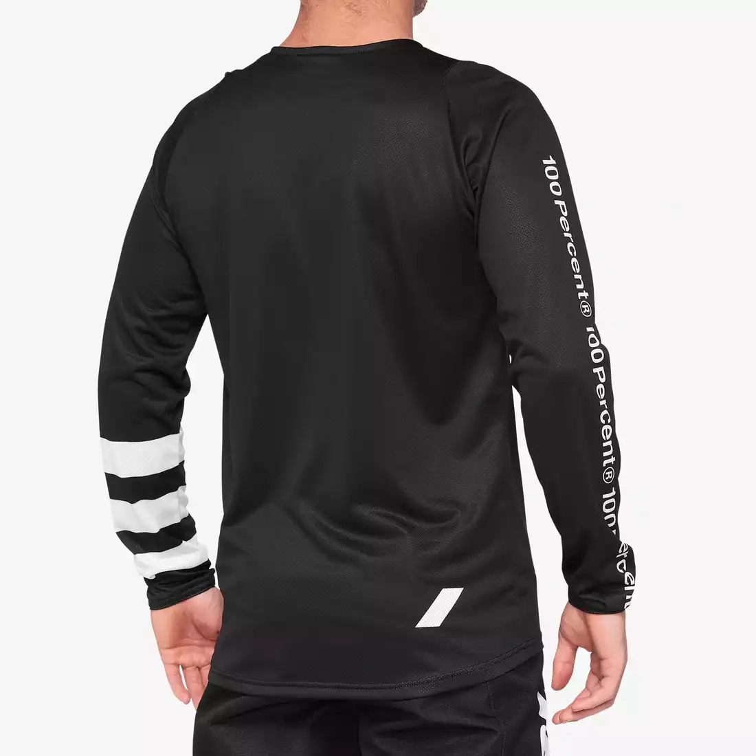 100% R-CORE tricou de ciclism cu mânecă lungă pentru bărbați, black white 