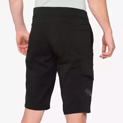 100% RIDECAMP Pantaloni scurți de ciclism pentru bărbați, negri 