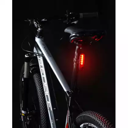 FORCE Lampă spate pentru bicicletă DOT 20LM, 5x LED, USB 45365